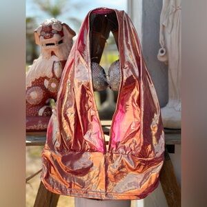 Metallic Copper Halter Crop Top